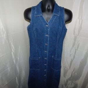 Denim Sleeveless Dress Sz 14 Full Length Ladies